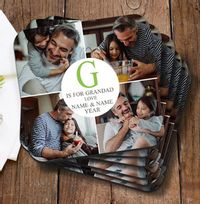 G is for Grandad Multi Photo Coaster