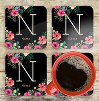 Personalised Floral Initial Coaster