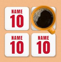 Football Name and Number Personalised Coaster