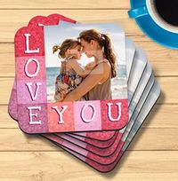 Love You Pink Photo Coaster