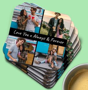 Romantic Photo Collage Coaster