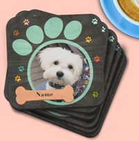 Tap to view Dog Paw Print Photo Coaster