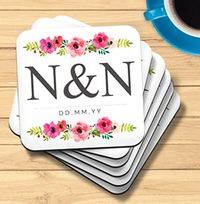 Tap to view Floral Initials & Date Personalised Coaster