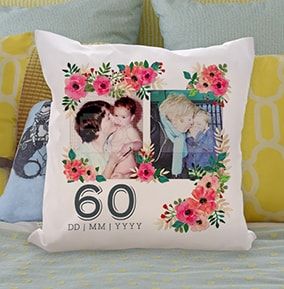 60th Birthday Double Photo Cushion