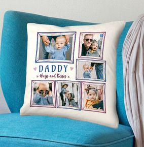Daddy Hugs and Kisses Multi Photo Cushion