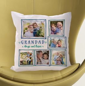 Grandad Hugs and Kisses Multi Photo Cushion