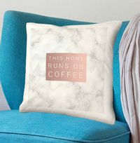This Home Runs On Coffee Personalised Cushion