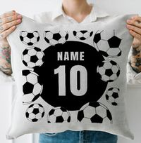 Football Name and Number Personalised Cushion - Black