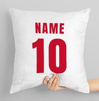 Tap to view Football Name and Number Personalised Cushion - Red
