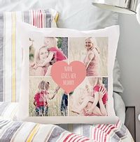 Pink Heart Photo Collage Cushion