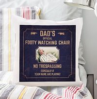 Tap to view Dad's Footy Watching Chair Photo Cushion