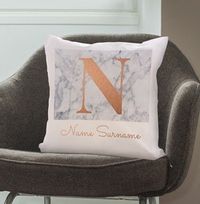 Marble and Gold Effect Personalised Cushion