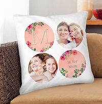 M is for Mum Photo Collage Cushion