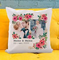 Floral Romantic Wedding Personalised Cushion