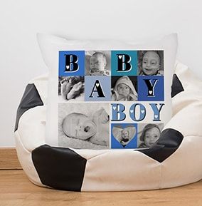 Baby Boy Heart Photo Collage Cushion
