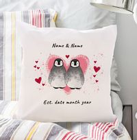 Penguin Couple Personalised Cushion