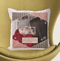 Tap to view Baby Girl's First Christmas Photo Cushion