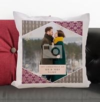 1st Christmas As Mr and Mrs Photo Cushion