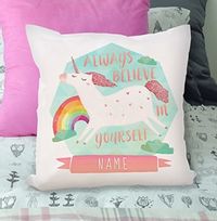 Tap to view Always Believe Unicorn Personalised Cushion