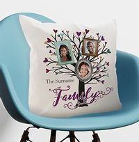 Tap to view Family Tree Of 3 Photo Cushion
