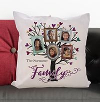 Family Tree Of 5 Photo Cushion