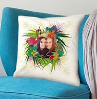 Tap to view Tropical Flower Frame Photo Cushion