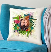 Tropical Flower Frame Photo Cushion