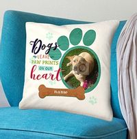 Paw Prints On Our Heart Photo Cushion