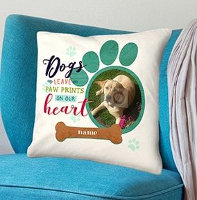 Paw Prints On Our Heart Photo Cushion