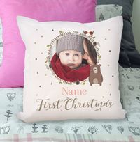 Tap to view Baby Girl First Christmas Photo Cushion
