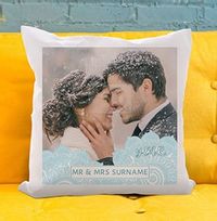 Mr and Mrs Snowflake Photo Cushion