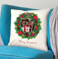 Christmas Wreath Photo Cushion