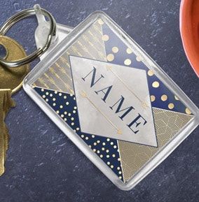 Personalised Blue & Gold Name Keyring