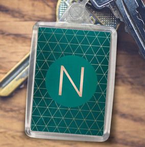 Green and Gold Personalised Initial Keyring