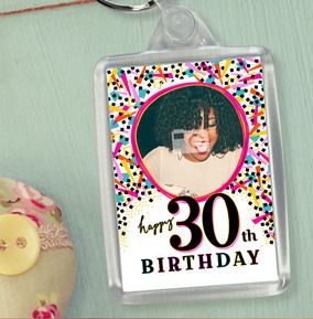 30th Birthday Photo Keyring