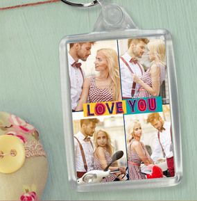 Love You Valentines Multi Photo Keyring