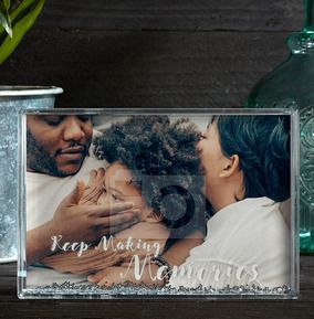 Family Love Acrylic Glitter Photo Block