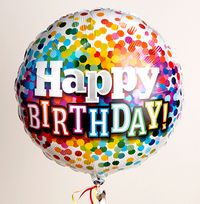 Rainbow Confetti Birthday Balloon
