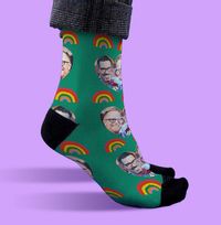 Tap to view Personalised Rainbow Novelty Photo Socks