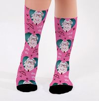 Tap to view Personalised Pink Love You Novelty Photo Socks