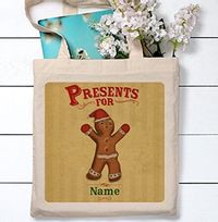 Gingerbread Man Personalised Tote Bag