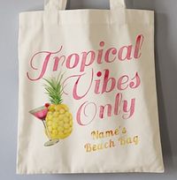 Tap to view Tropical Vibes Personalised Beach Tote Bag