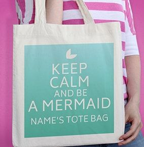 Keep Calm & Be a Mermaid Personalised Tote Bag
