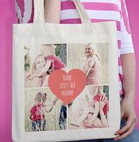 Pink Heart Photo Upload Tote Bag