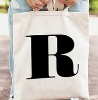 Tap to view Black Initial Personalised Tote Bag