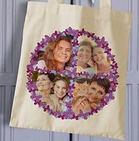 Purple Butterflies Photo Collage Tote Bag