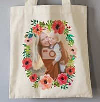 Floral Wreath Photo Personalised Tote Bag