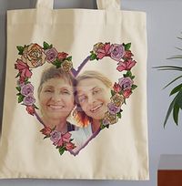 Heart & Roses Photo Personalised Tote Bag