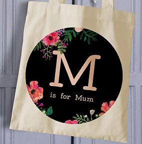 M Is For Mum Personalised Tote Bag