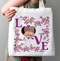 Love Heart Photo Upload Tote Bag